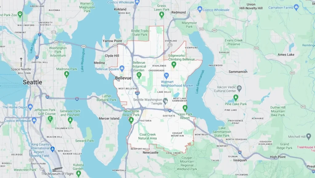 Map of Bellevue WA