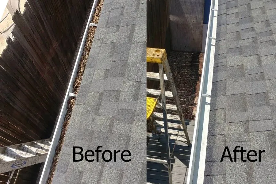 Before and After Gutter Cleaning Results