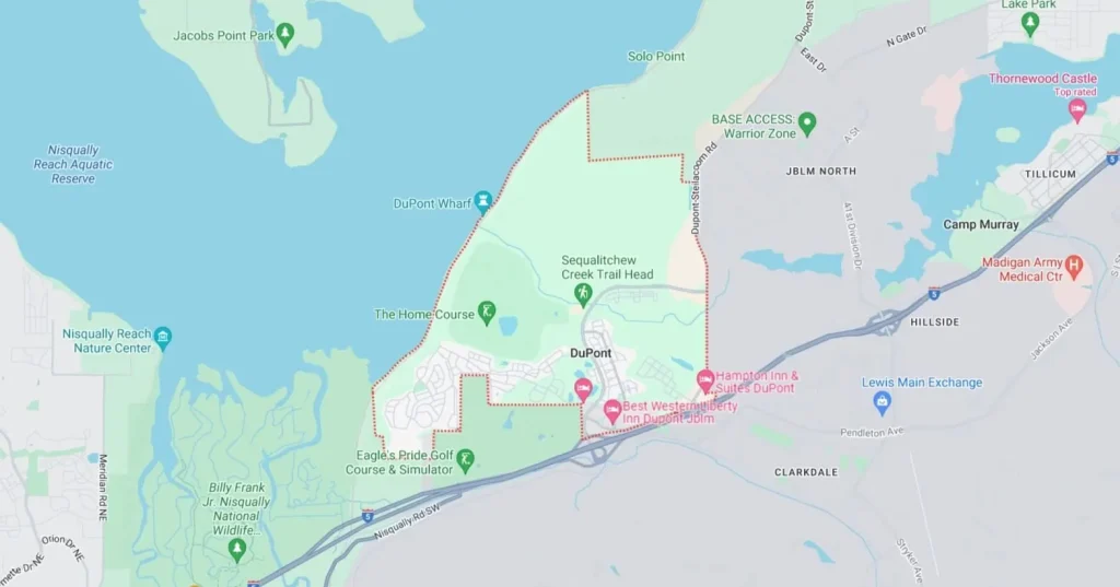 Map of DuPont, WA