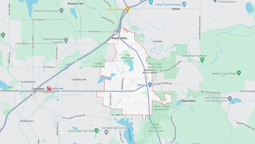 Map of Maple Valley WA Area